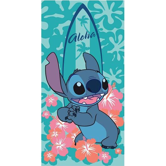 Telo Mare Poliestere Disney Stitch Aloha Flowers 70x140cm