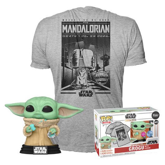 FUNKO TEE+POP Star Wars The Mandalorian Grogu w/Cookie L 63623