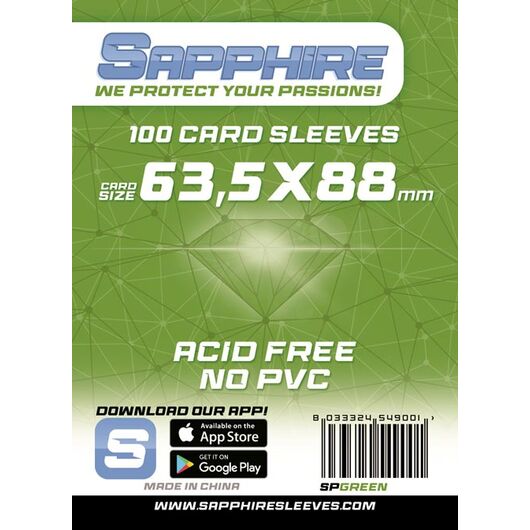 SAPPHIRE Bustine Protettive 63.5x88mm Green 100pz