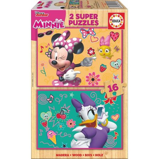 EDUCA Puzzle - Disney Minnie and The Happy Helpers wooden 2x16pcs