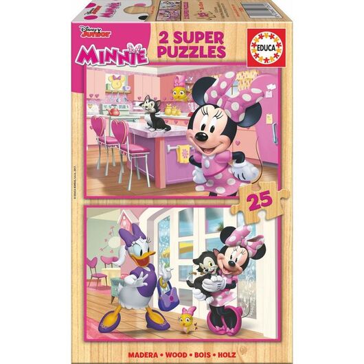 EDUCA Puzzle - Disney Minnie and The Happy Helpers wooden 2x25pcs