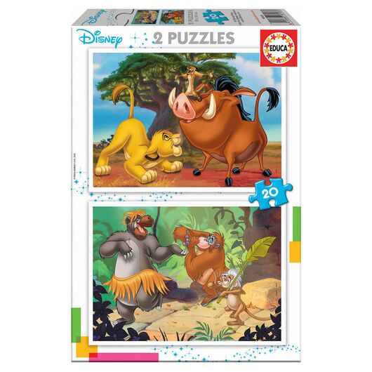 EDUCA Puzzle - Disney Animals Lion King + Jungle Book 2x20pcs