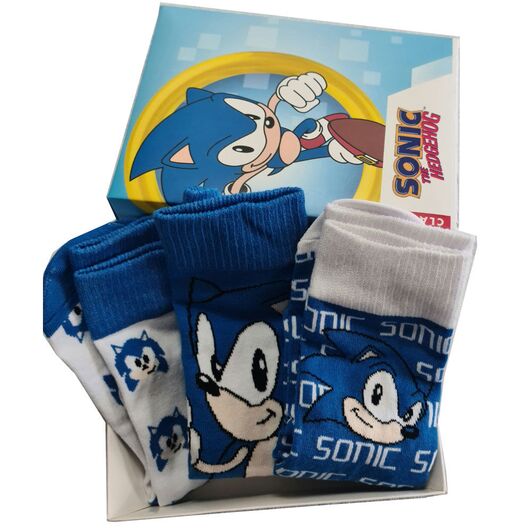 SEGA Sonic The Hedgehog assorted pack 3 socks adult