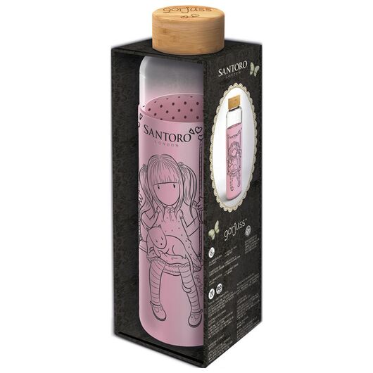 STOR Gorjuss silicone cover glass bottle 585ml