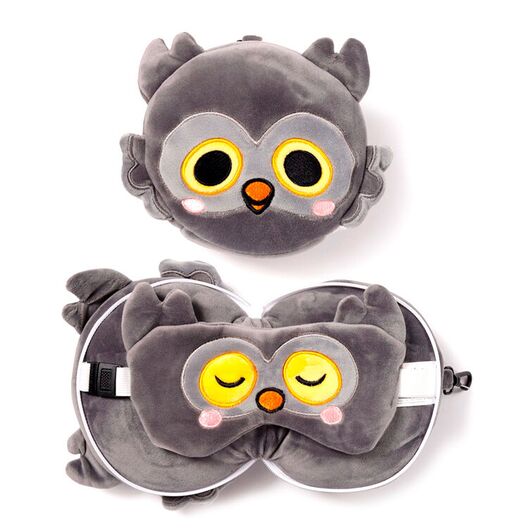 PUCKATOR Relaxeazzz Adoramals Winston Owl travel pillow eye mask