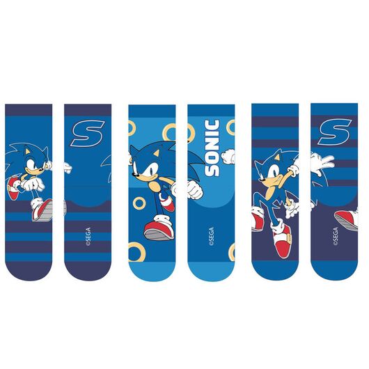 SEGA Sonic the Hedgehog pack 3 kids socks assorted