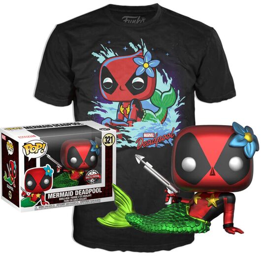 Funko Pop! Set figure POP & Tee Marvel Deadpool Mermaid Exclusive (Medium)