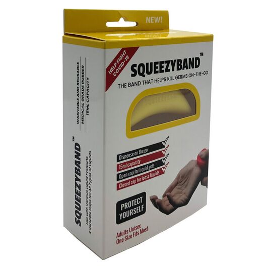 SQUEEZYBAND Yellow Adjustable Gel Dispenser Adult Bracelet