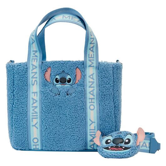 Loungefly Disney Stitch plush tote bacg with coin bag 671803478404