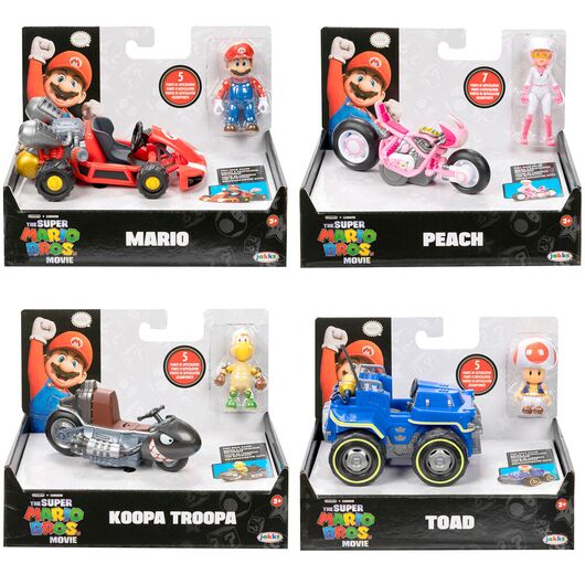 Mario Kart The Movie Super Mario Bros Vehicle + Figure 6cm (Τυχαία Επιλογή)