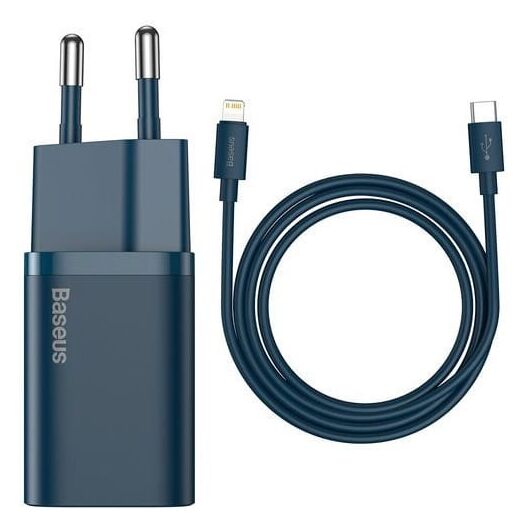 Baseus Super Si Power charger with USB-C to Lightning cable 20W Blue