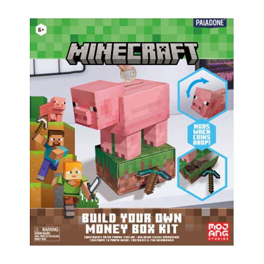 Paladone Salvadanaio Minecraft Pig Card Build Your Own PP14535MCF