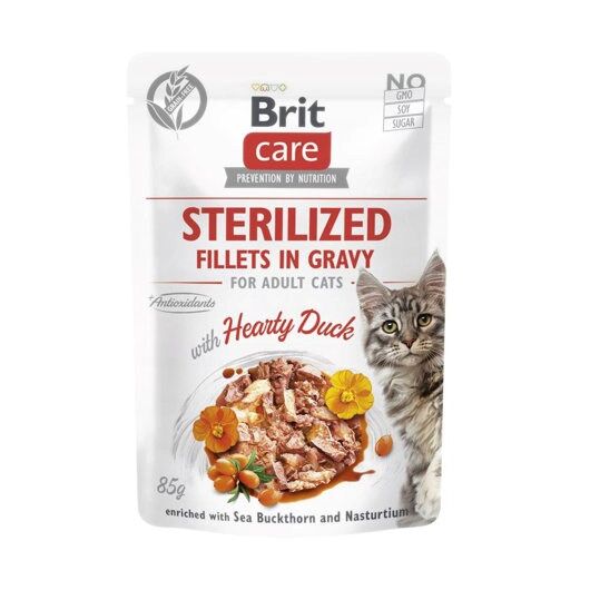 BRIT Care Cat Sterilized Hearty Duck Pouch - wet cat food - 85 g