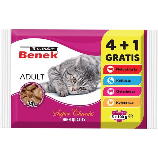 SUPER BENEK Adult - wet cat food - 5 x 100g