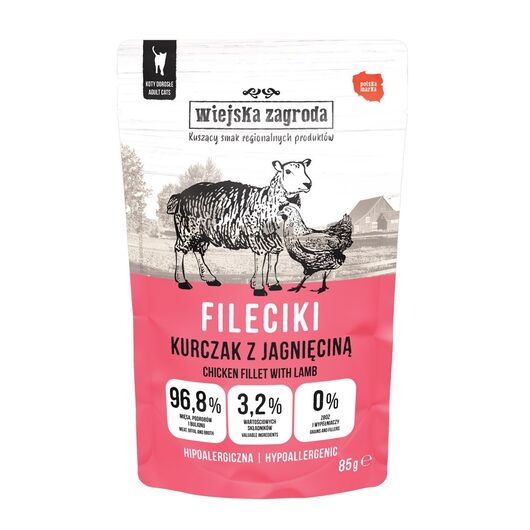 WIEJSKA ZAGRODA Chicken Fillets with Lamb – wet food for cats – 85g