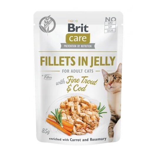 BRIT Care Fillets in Jelly - trout and cod fillets in jelly - wet cat food - 85 g