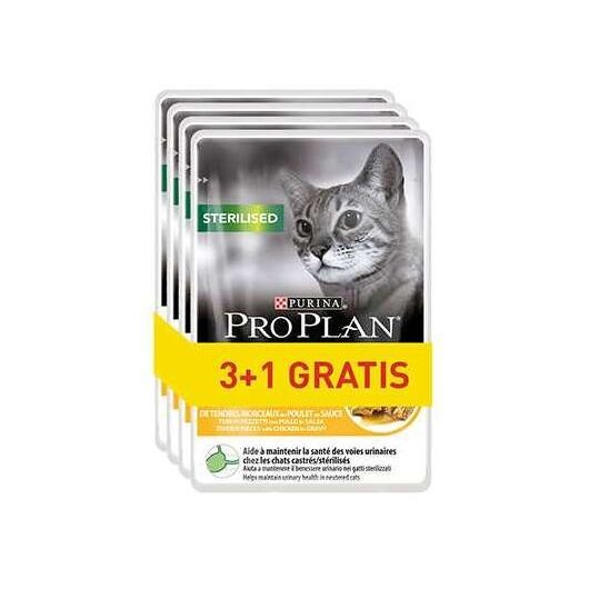 PURINA Pro Plan Sterilised Chicken - wet cat food - 85g 3+1