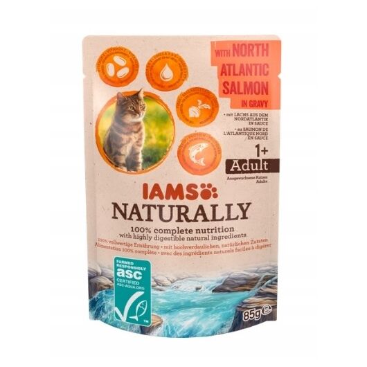 IAMS Naturally Adult with North Atlantic salmon in gravy - wet cat food - 85g