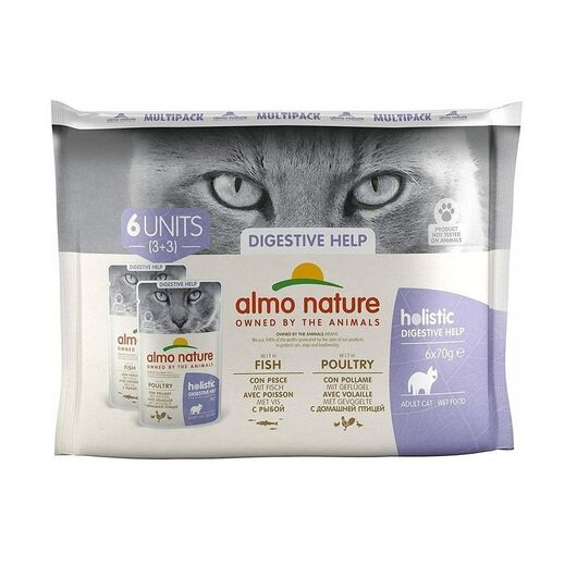 ALMO NATURE Digestive Multipack Poultry and fish - wet cat food - 6x70g