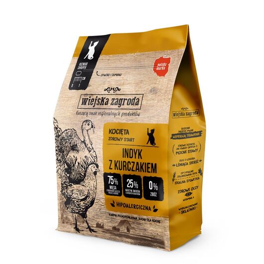 WIEJSKA ZAGRODA Kitten Turkey with chicken - dry cat food - 400g