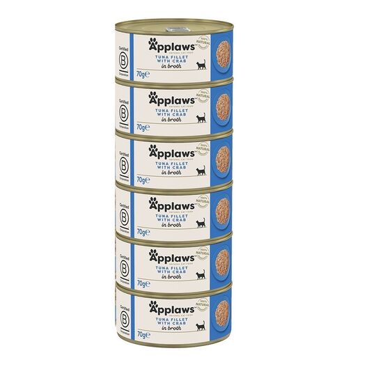 APPLAWS Tuna fillet with crab in broth - wet cat food - 6x70g