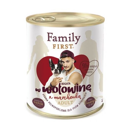 FAMILY FIRST Adult Beef with carrots - Wet dog food - 800 g