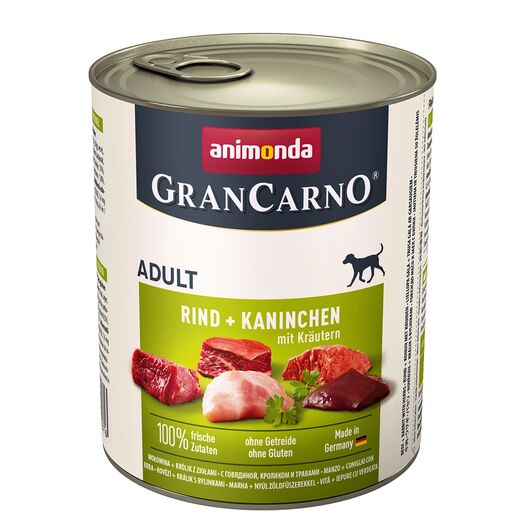 ANIMONDA GranCarno Adult Beef, rabbit and herbs - wet dog food - 800g