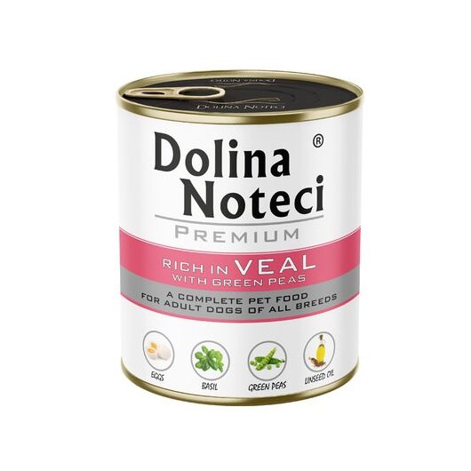 DOLINA NOTECI Premium rich in veal with green peas – wet dog food – 800g