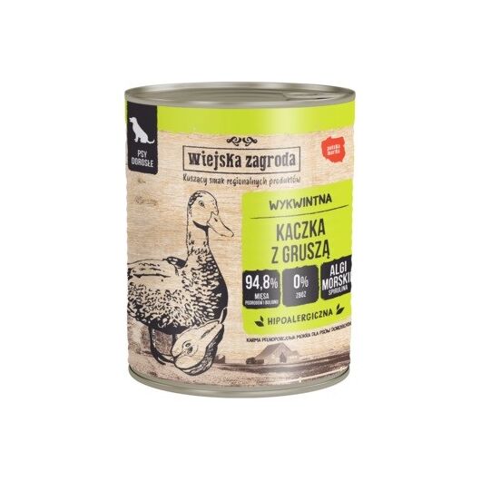 WIEJSKA ZAGRODA Duck with pear - wet dog food - 800g