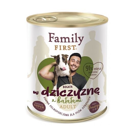 FAMILY FIRST Adult Venison with sweet potatoes - Wet dog food - 800 g