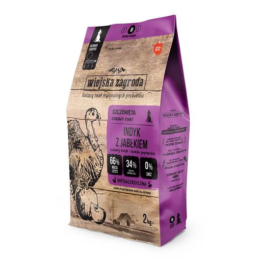 WIEJSKA ZAGRODA Turkey with apple M Puppy - dry dog food - 9kg