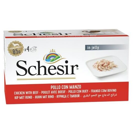SCHESIR Chicken with beef in jelly - wet dog food - 4 x 85g