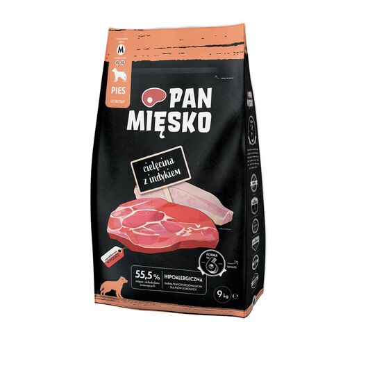 PAN MIĘSKO Veal with turkey M - dry dog food - 9kg