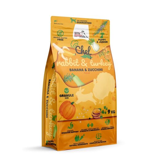 SYTA MICHA Chef Puppy Rabbit, turkey, banana and zucchini  - dry dog food - 9kg