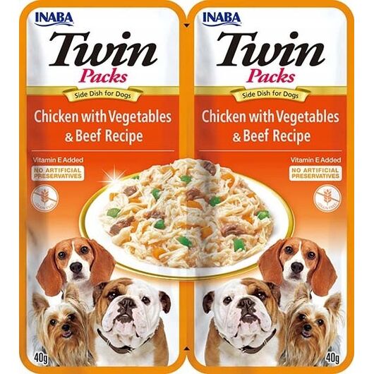 INABA Dog Twin Chicken with Vegetables and Beef in Broth – dog treat – 2x40g