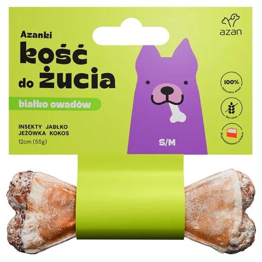 AZANKI Bone with insects and coconut S/M - dog treat - 12 cm