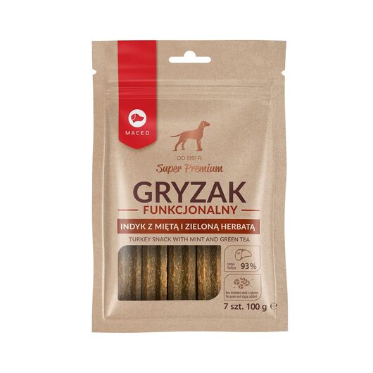 MACED Turkey snack with mint and green tea - dog chew - 100g