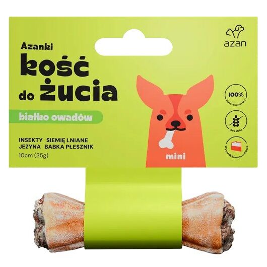 AZANKI Bone with Insects and Flaxseed MINI – Dog Treat – 10 cm