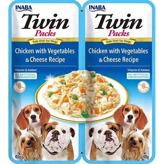 INABA Dog Twin Chicken with Vegetables and Cheese in Broth – dog treat – 2x40g