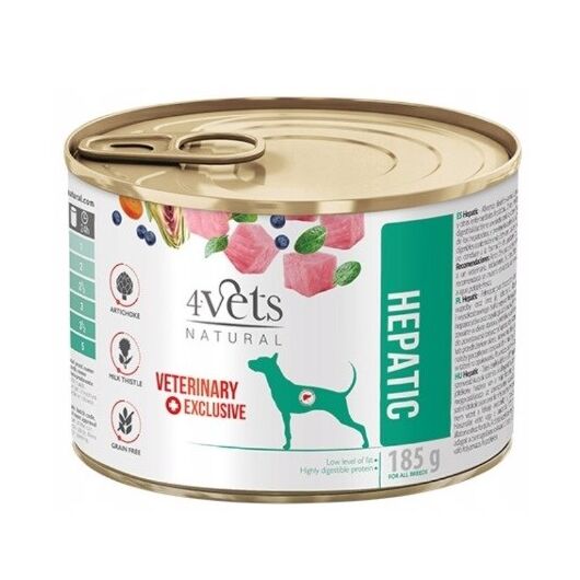 4VETS Natural Hepatic Dog  - wet dog food - 185 g