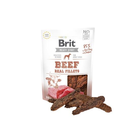 Brit Jerky Beef Real Fillets - Beef - dog snack - 80 g