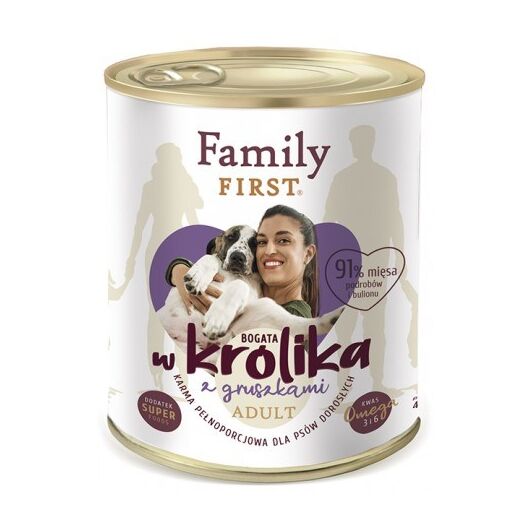 FAMILY FIRST Adult Rabbit with pear - Wet dog food - 800 g