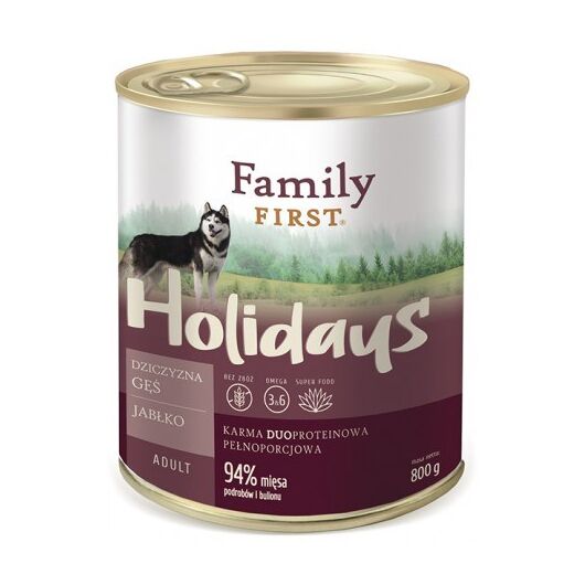 FAMILY FIRST Holidays Adult Venison, goose, apple - Wet dog food - 800 g