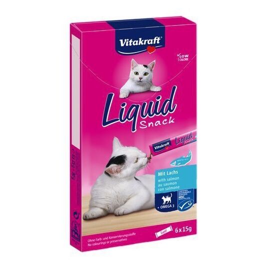 VITAKRAFT Liquid Snack Salmon - cat treats - 6 x 15g
