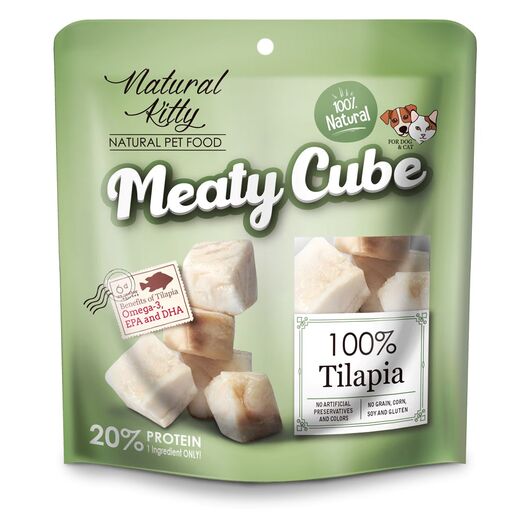 Natural Kitty Meaty Cube 100% Meat Cubes from Tilapia - Cat Treat 50g