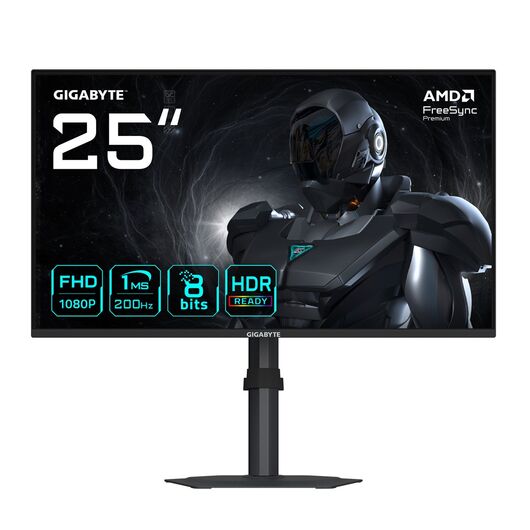 GIGABYTE G25F2 24.5" FHD Gaming Monitor - 1920 x 1080, 200Hz, 1ms, 300 cd/m², Display HDR 10, HDMI 2.0, Displayport 1.4