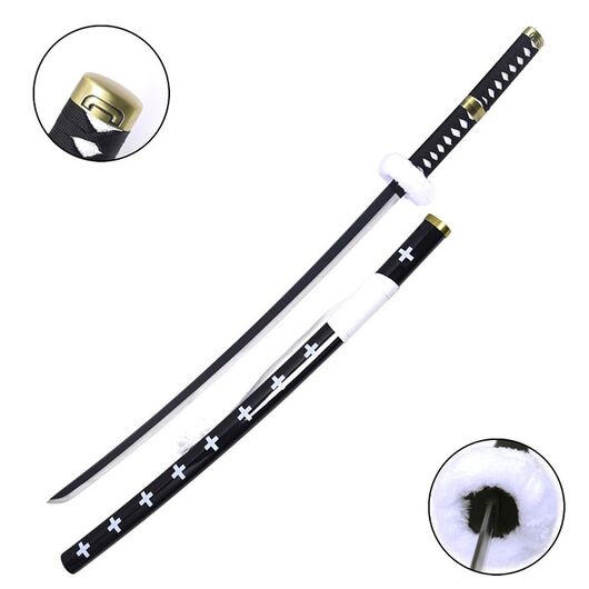 Katana Non Affilata One Piece Kikoku Bianca e Nera