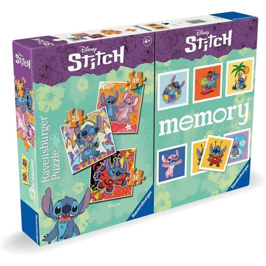 RAVENSBURGER Disney Stitch 3 puzzles + memory multipack