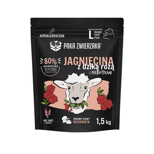 PAKA ZWIERZAKA Puppy Lamb with wild rose L - dry dog food - 1,5kg