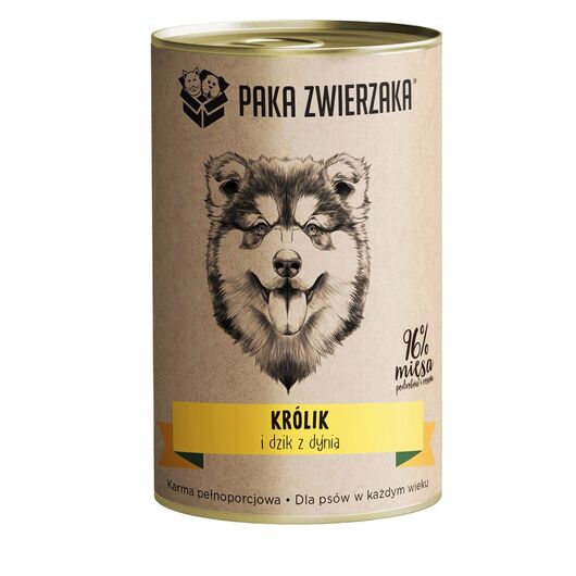 PAKA ZWIERZAKA Rabbit and boar with pumpkin - wet dog food - 400g